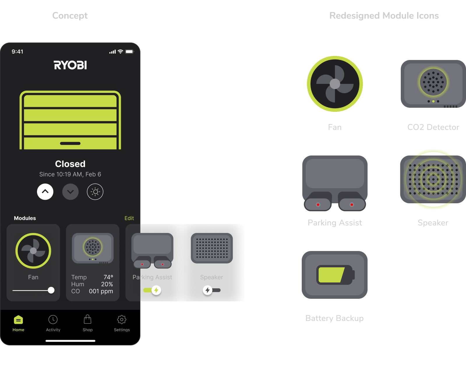 Ryobi Garage Door App UI Mock Ups 2