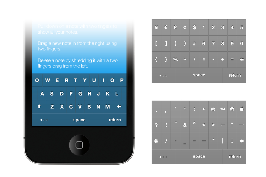 Noted App Keyboard Wireframe