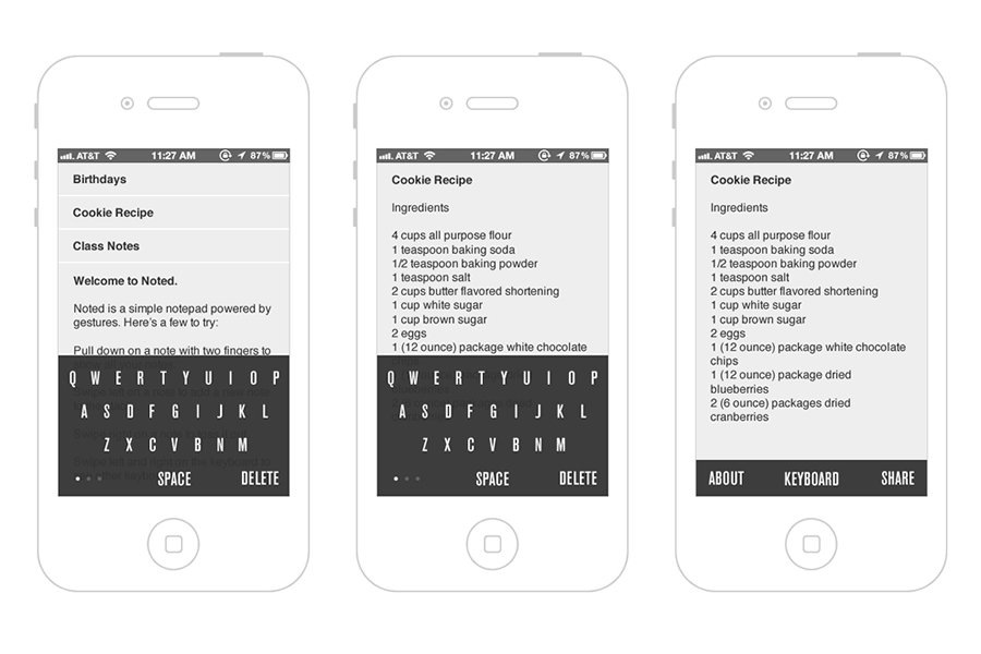 Noted App UI Wireframe
