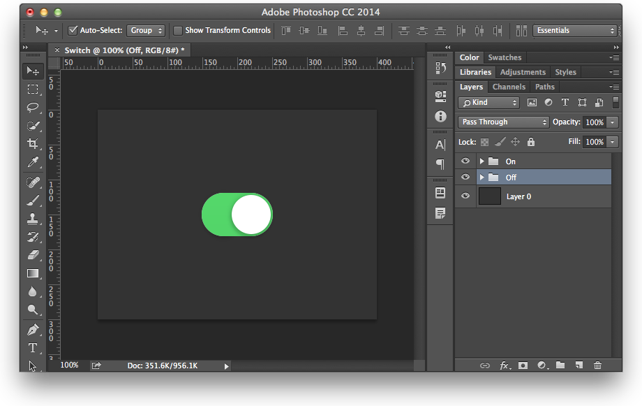 Photoshop Toggle Button Example Screenshot