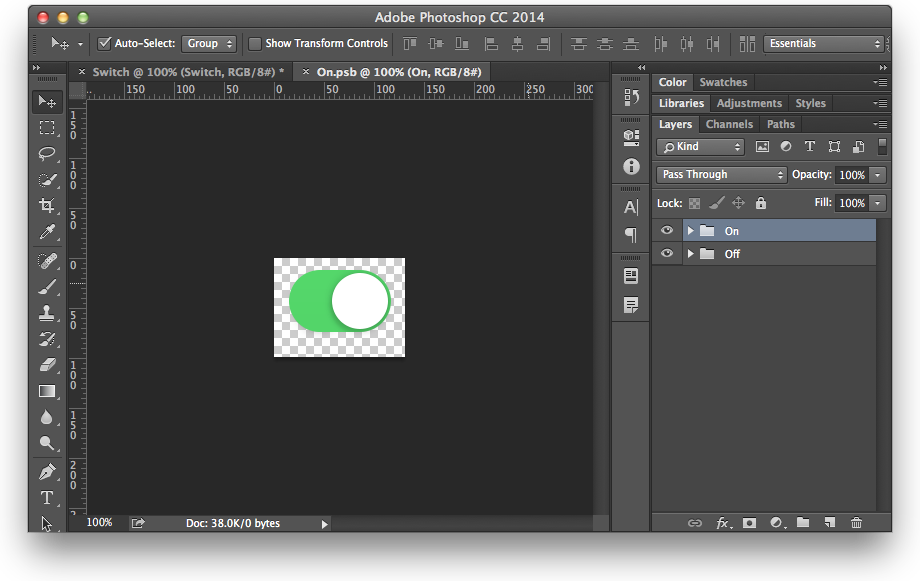 Photoshop Toggle Button Example Screenshot 3