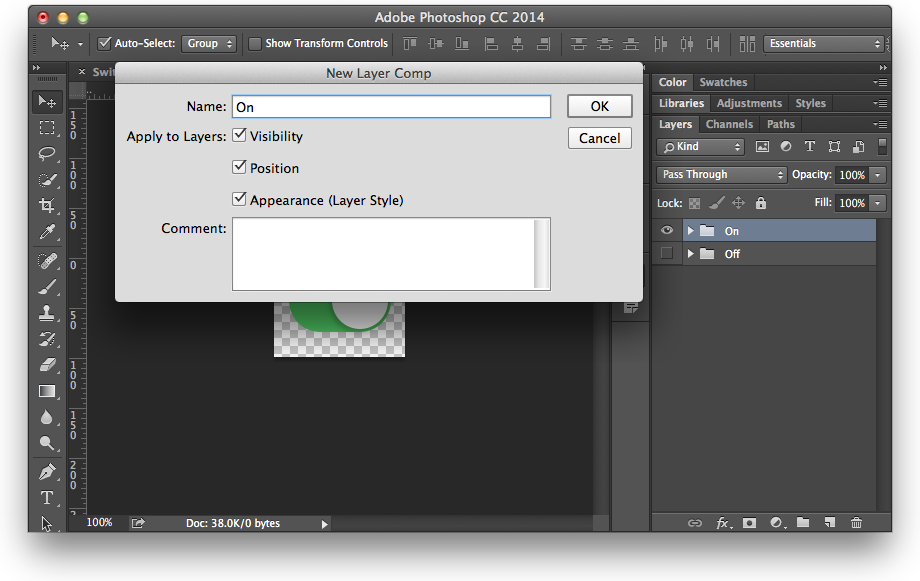 Photoshop Toggle Button Example Screenshot 4