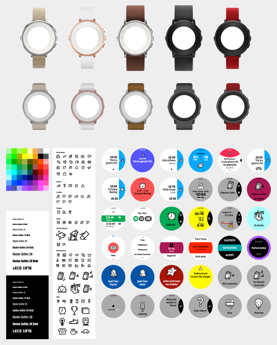 Pebble Time Round Design Component Library Screenshot