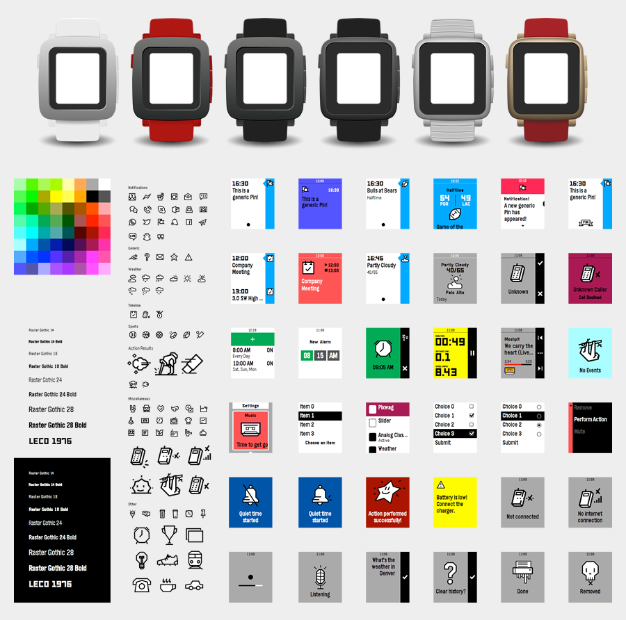 Pebble Time Design Component Library Screenshot